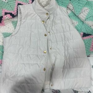 Michael Kors Ivory Quilted Vest with Gold Accents